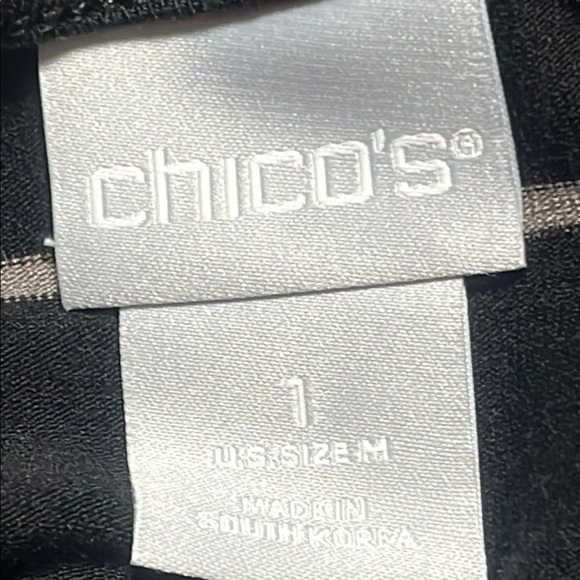 Chico's BLACK STRIPE T SHIRT DRESS QUARTER SLEEVES, WOMEN SIZE M - Picture 3 of 9